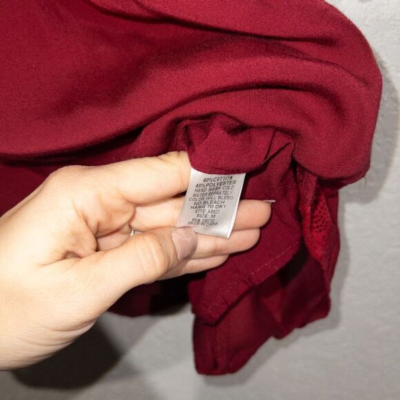 Umgee Burgundy Lace Front Tunic Dress Size Medium - Picture 5 of 9